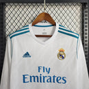 Camisa Retrô Real Madrid I Home Adidas 2017/18  Manga Longa Masculino Branco